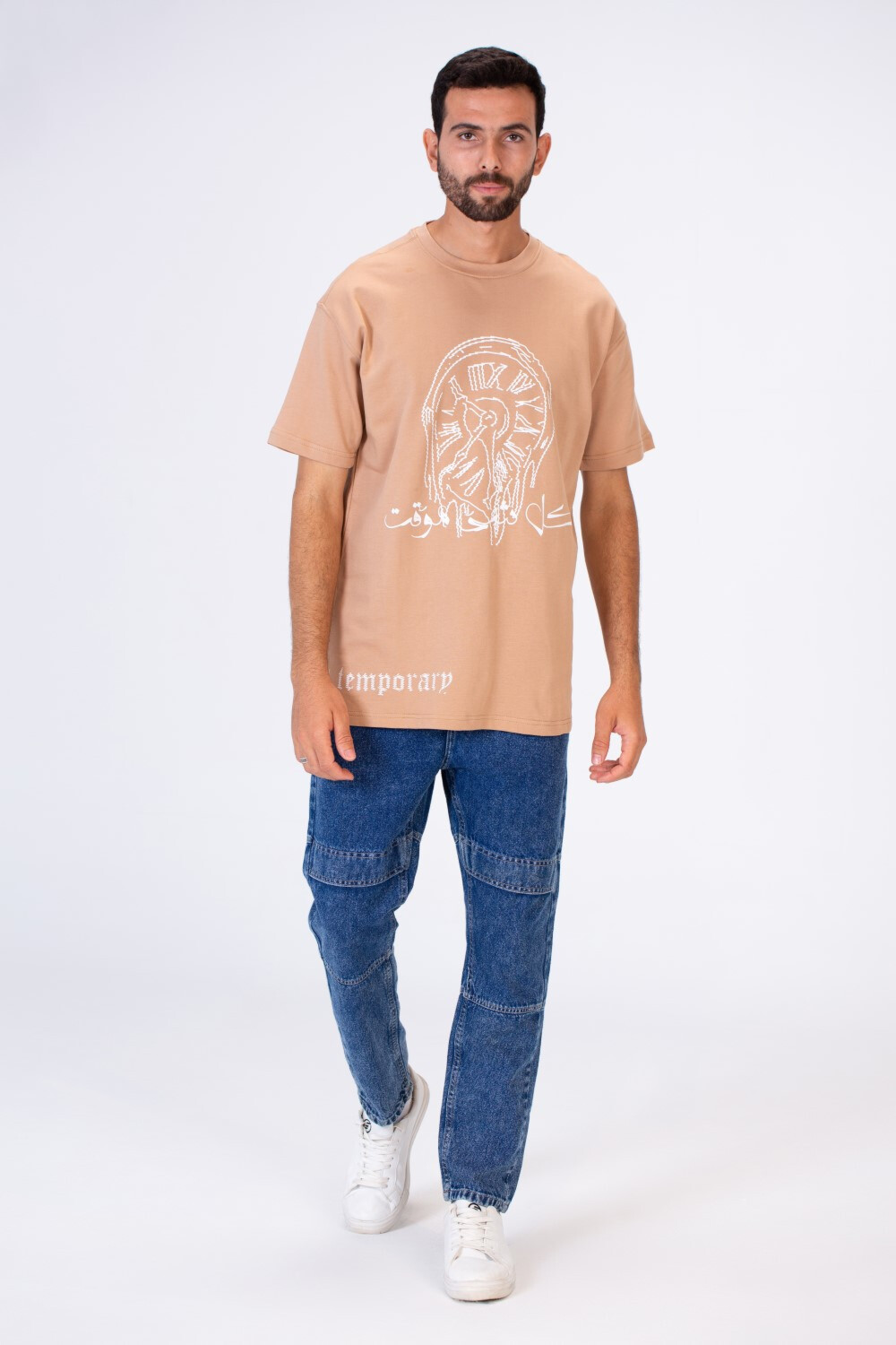 Men's Oversized Round Neck T-shirt Printed On The Front And Back