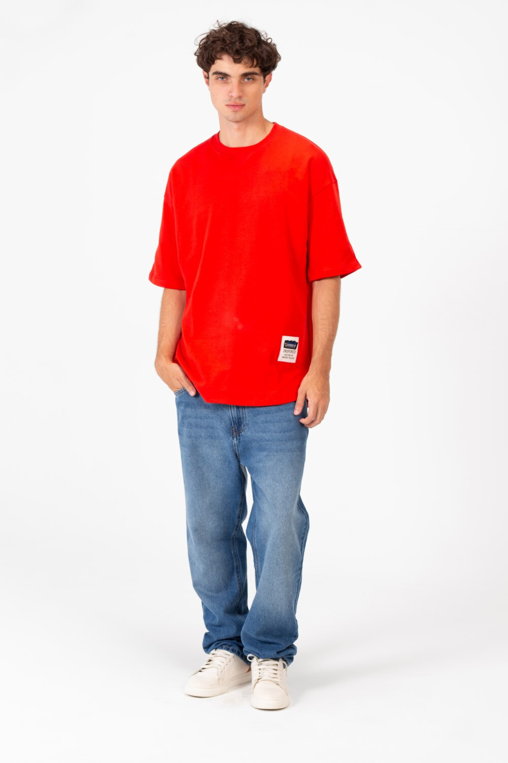 Men's Tomato Oversized Summer Melton Short Sleeves T-Shirt With Back Text Print