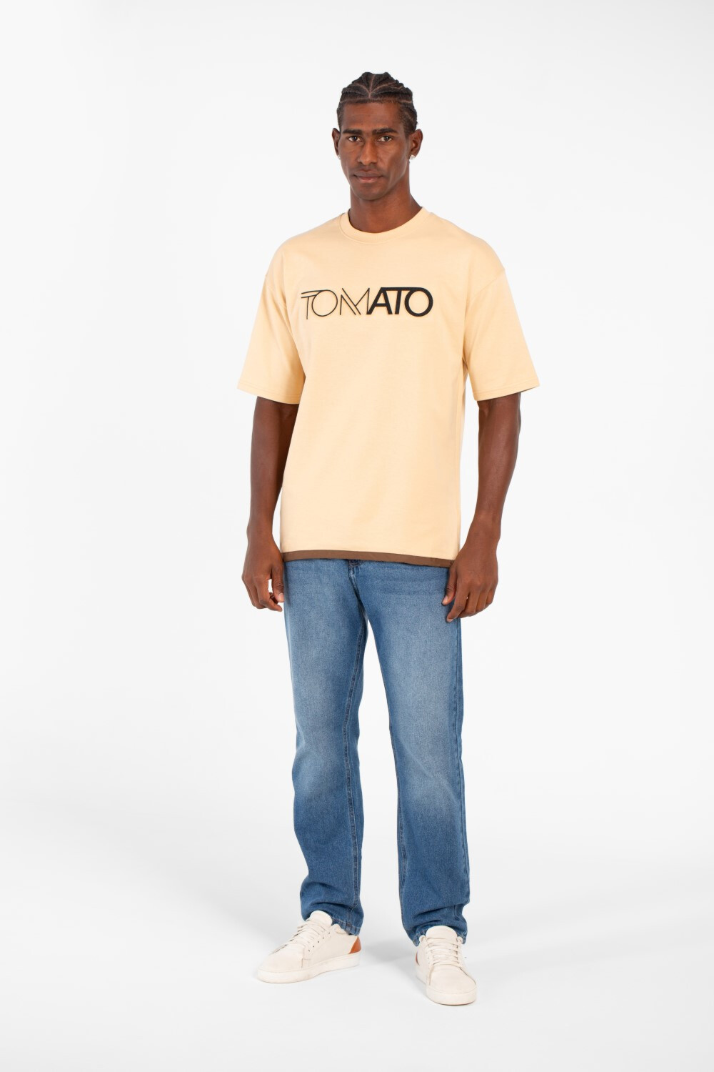 Men's Front Tomato Print Short Sleeves T-shirt In Modern Design