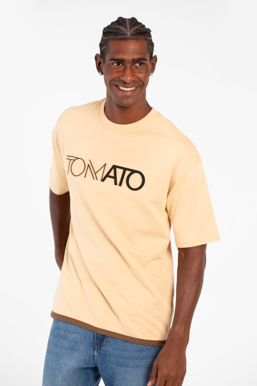 Men's Front Tomato Print Short Sleeves T-shirt In Modern Design