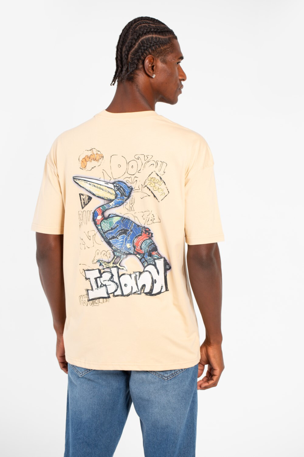 Men's Regular Fit Half Sleeves Crew Neck T-shirt With Front And Back Print