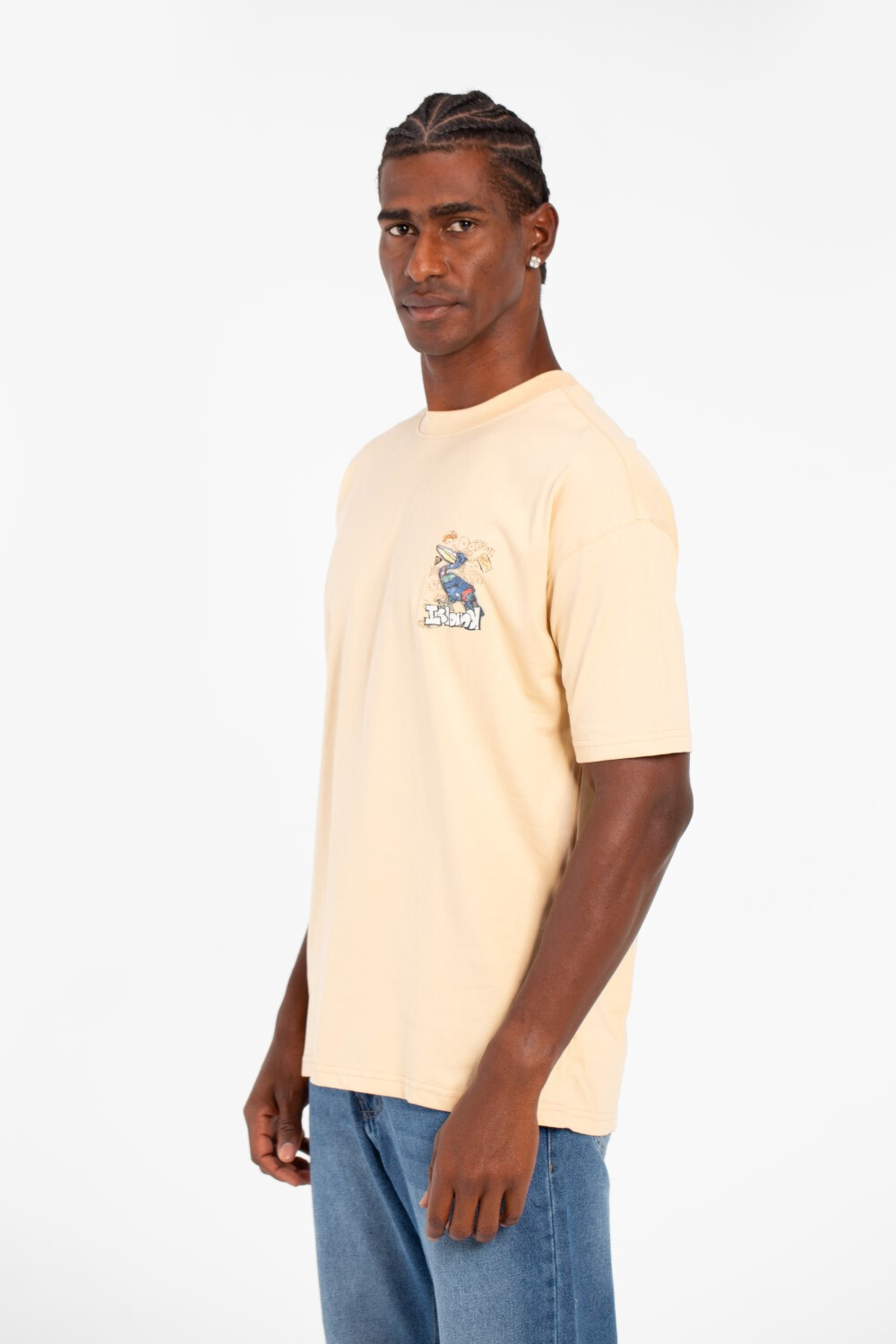 Men's Regular Fit Half Sleeves Crew Neck T-shirt With Front And Back Print