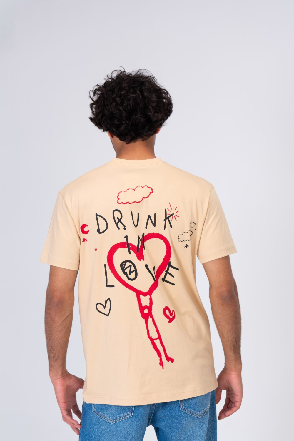 Mens Printed T-shirt With Badge Tomato Half Sleeves