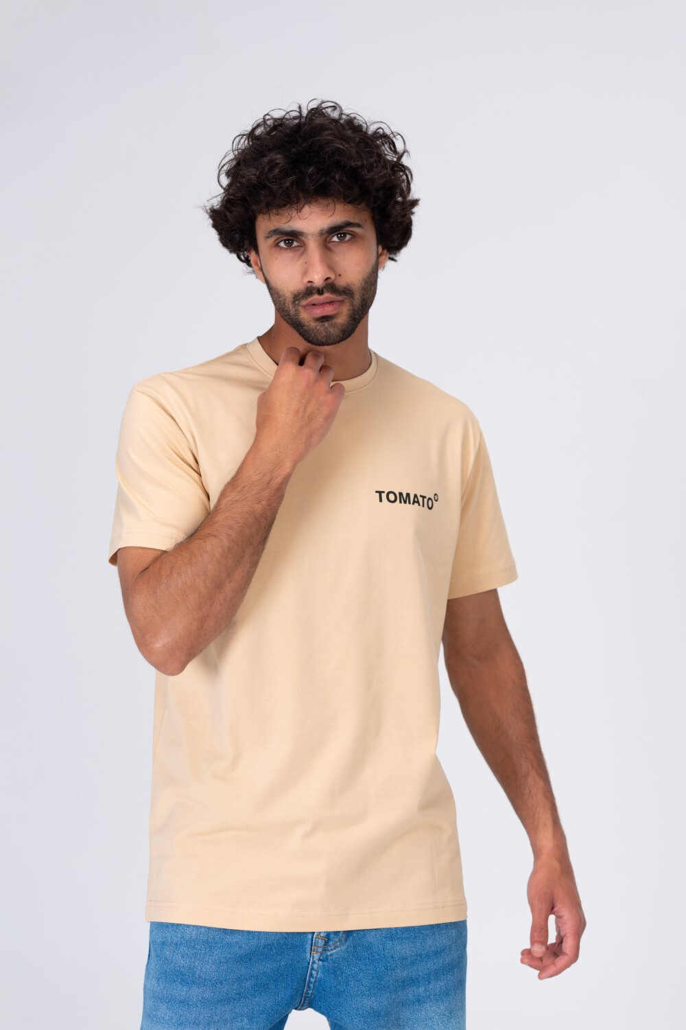 Mens Printed T-shirt With Badge Tomato Half Sleeves