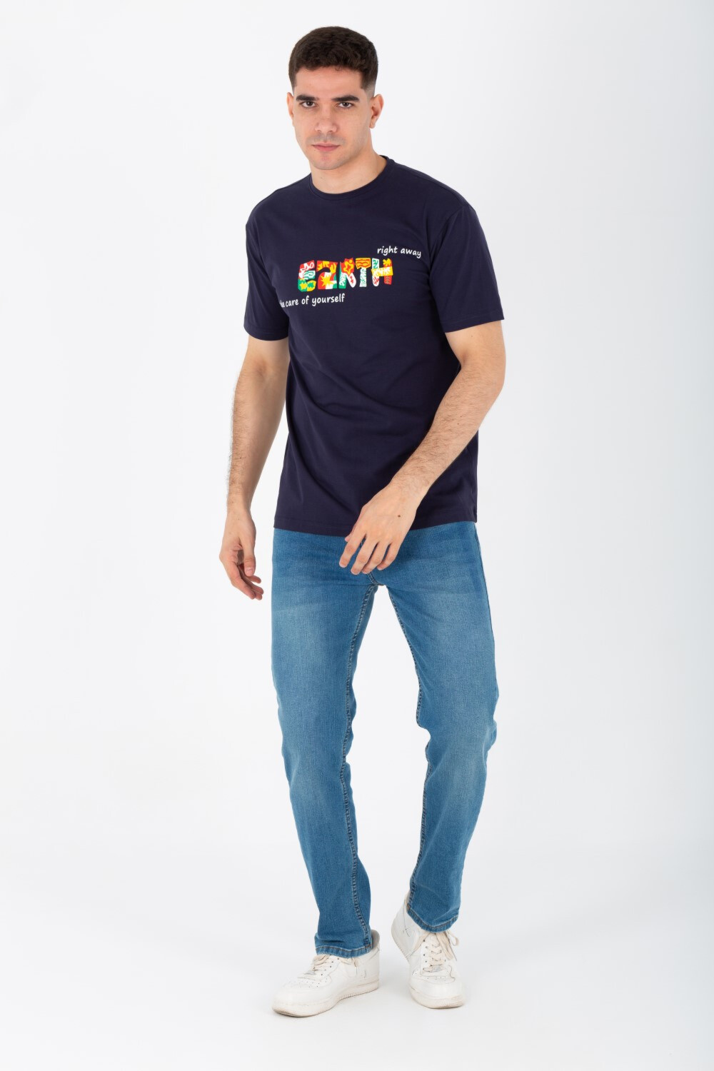 Men's Slim Fit T-shirt With A Round Neck Made Of Summer Melton Material