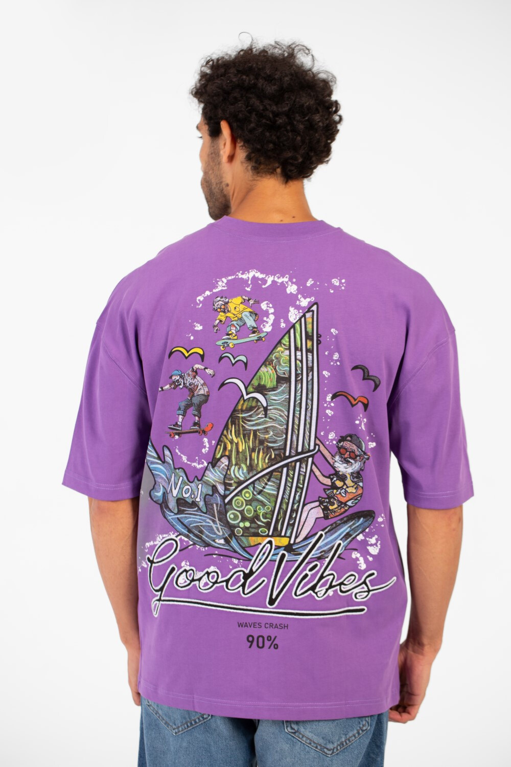 Men's Summer Graphic Print Oversized Round Neck Short Sleeve T-Shirt