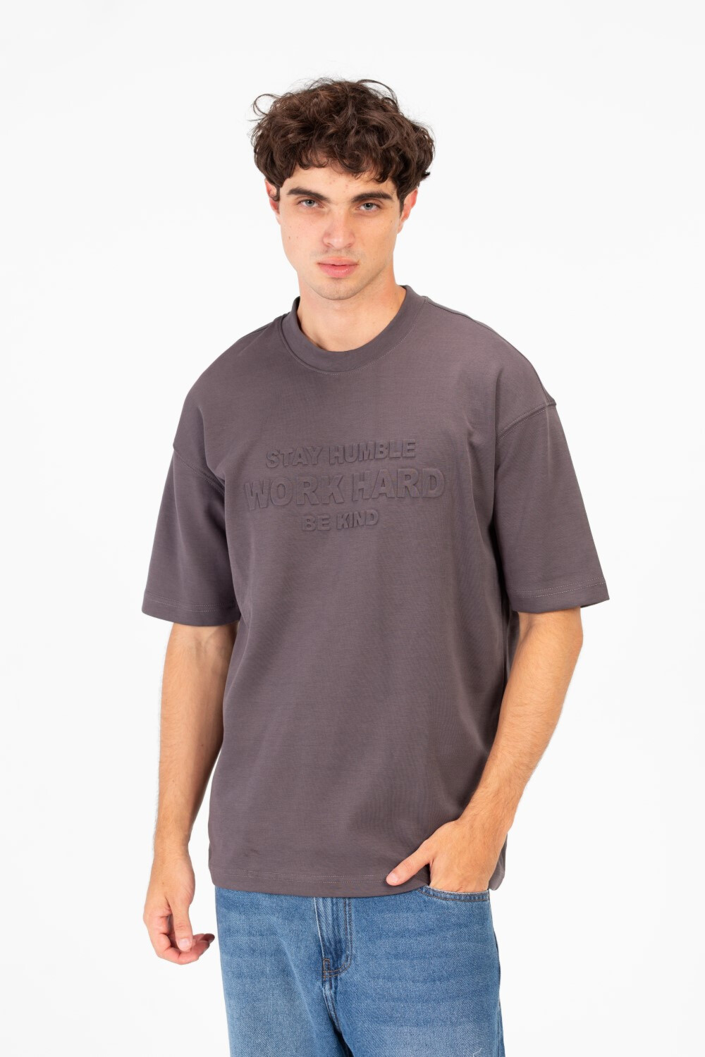 Men's Regular Fit Short Sleeves Round Neck T-Shirt With Raised Print