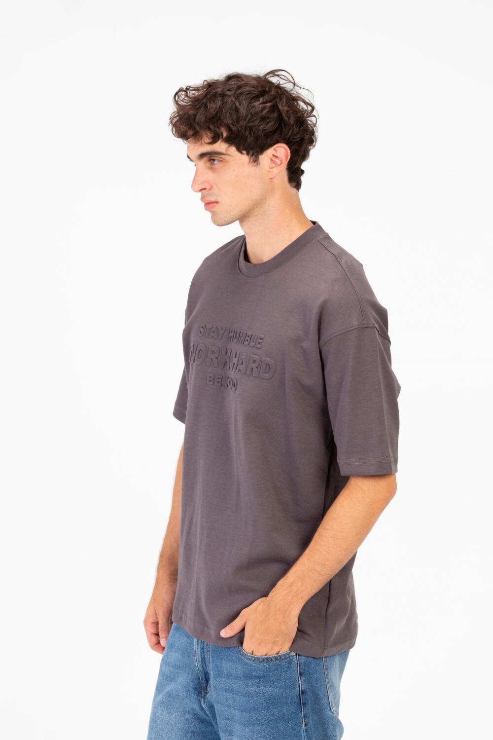 Men's Regular Fit Short Sleeves Round Neck T-Shirt With Raised Print