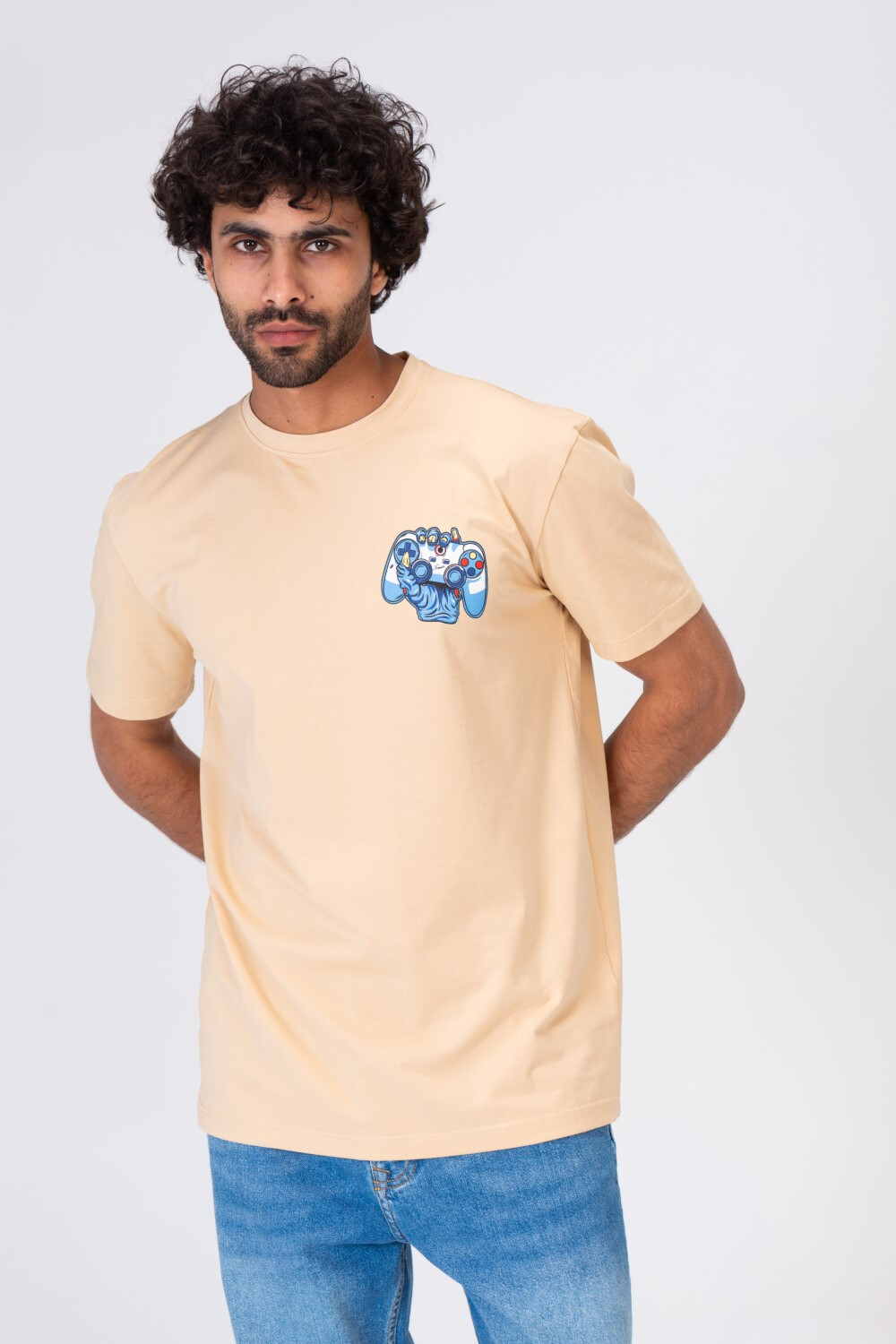 Mens T-shirt With A Round Neck And A Game Over Print On The Front And Back