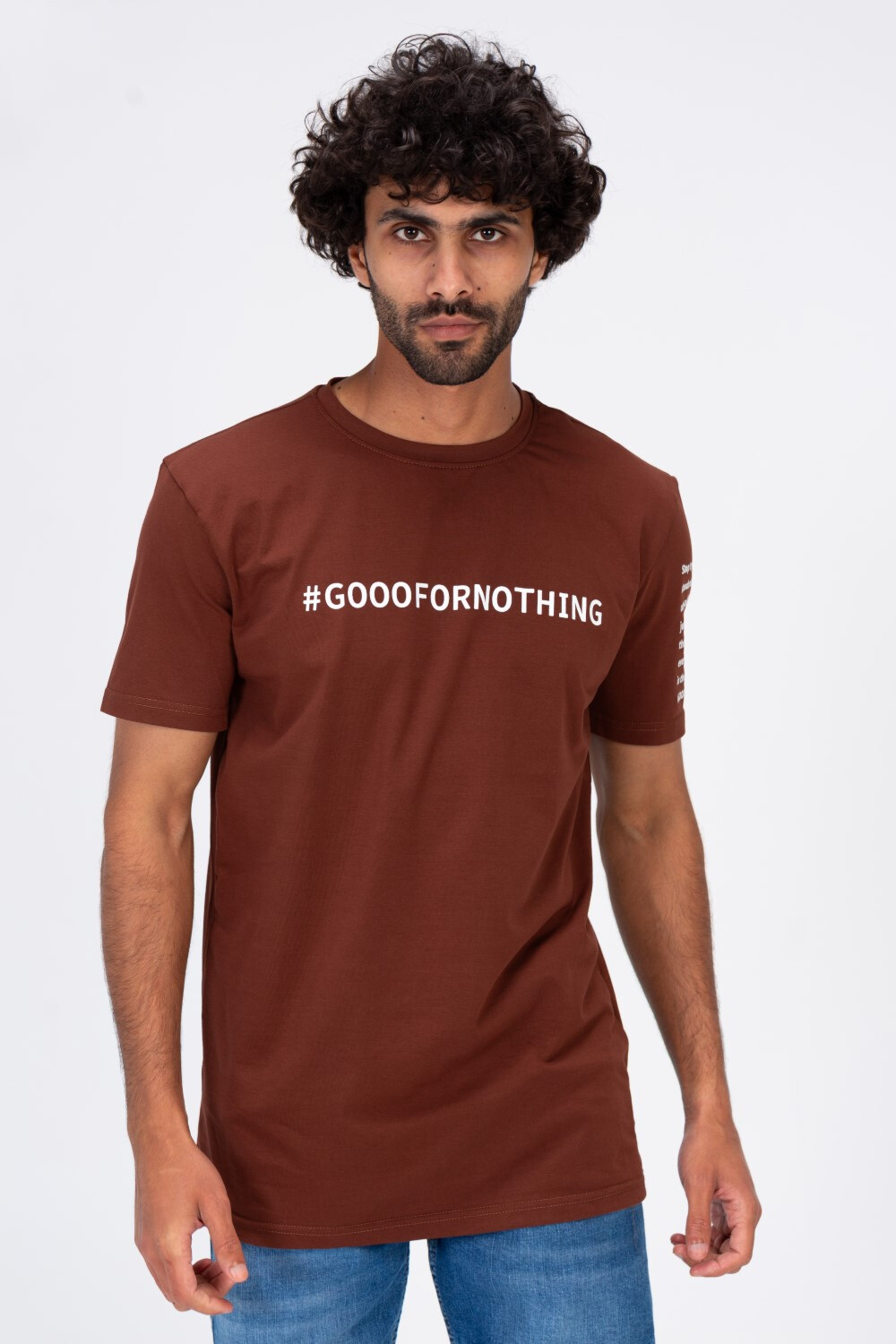 Mens Regular Fit Crew Neck With Go For No Thing Print T-Shirt