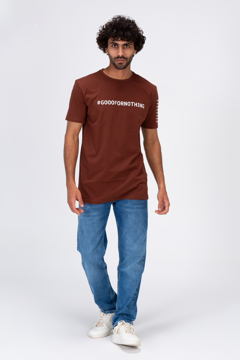 Mens Regular Fit Crew Neck With Go For No Thing Print T-Shirt