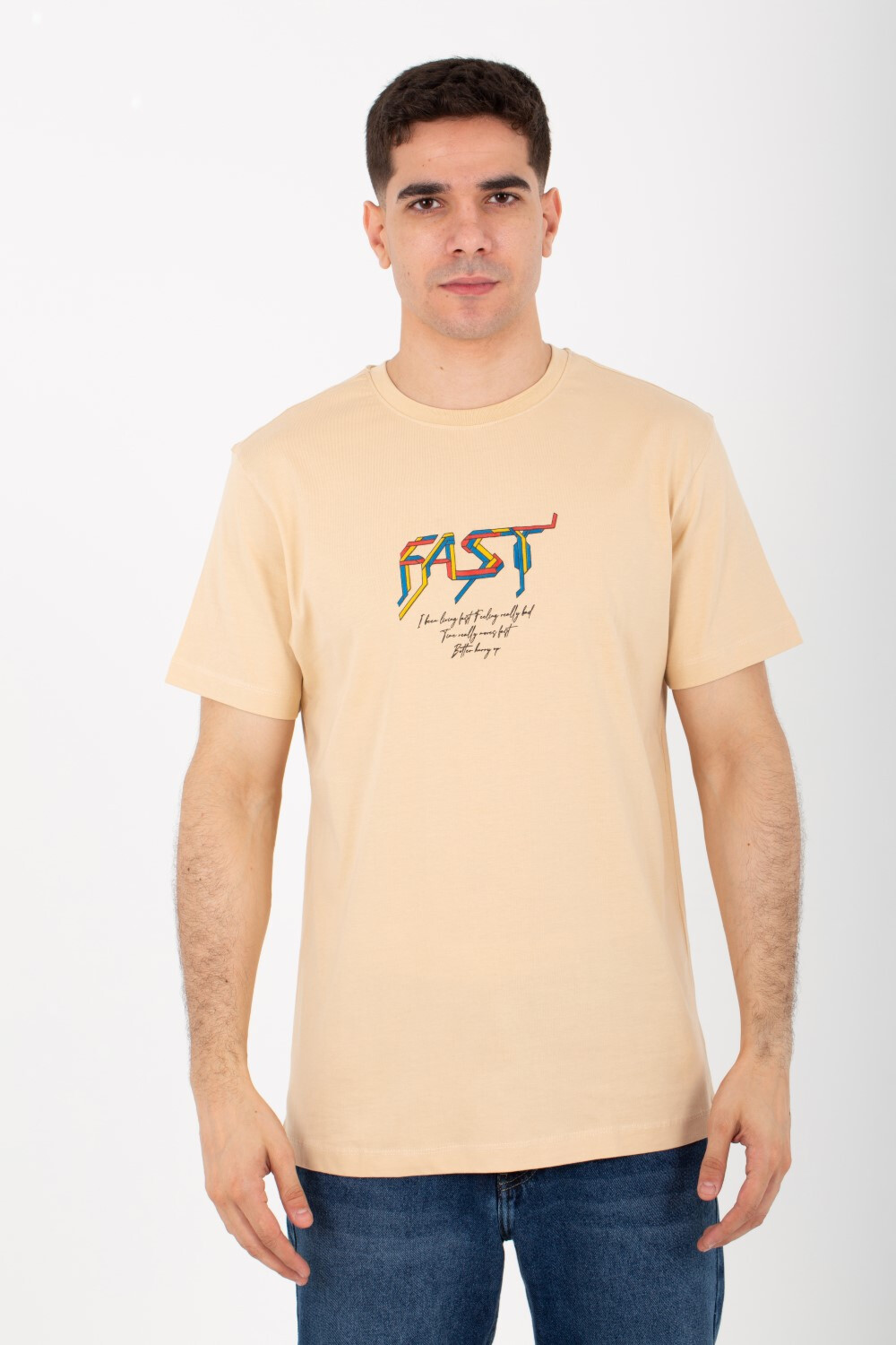 Mens Half Sleeves Round T-Shirt Printed On The Front And Back With Colors