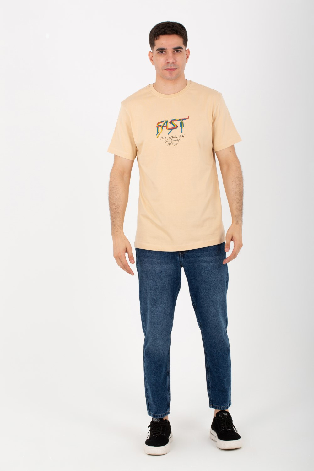 Mens Half Sleeves Round T-Shirt Printed On The Front And Back With Colors