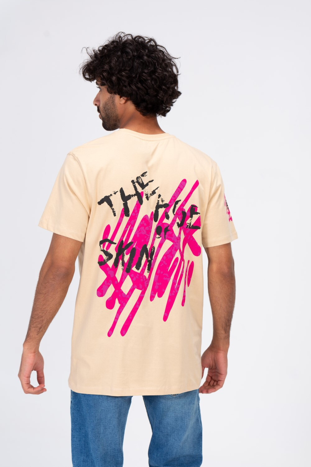 Mens Half Sleeves Round T-shirt With Front And Back Print