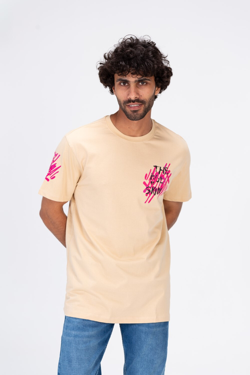 Mens Half Sleeves Round T-shirt With Front And Back Print