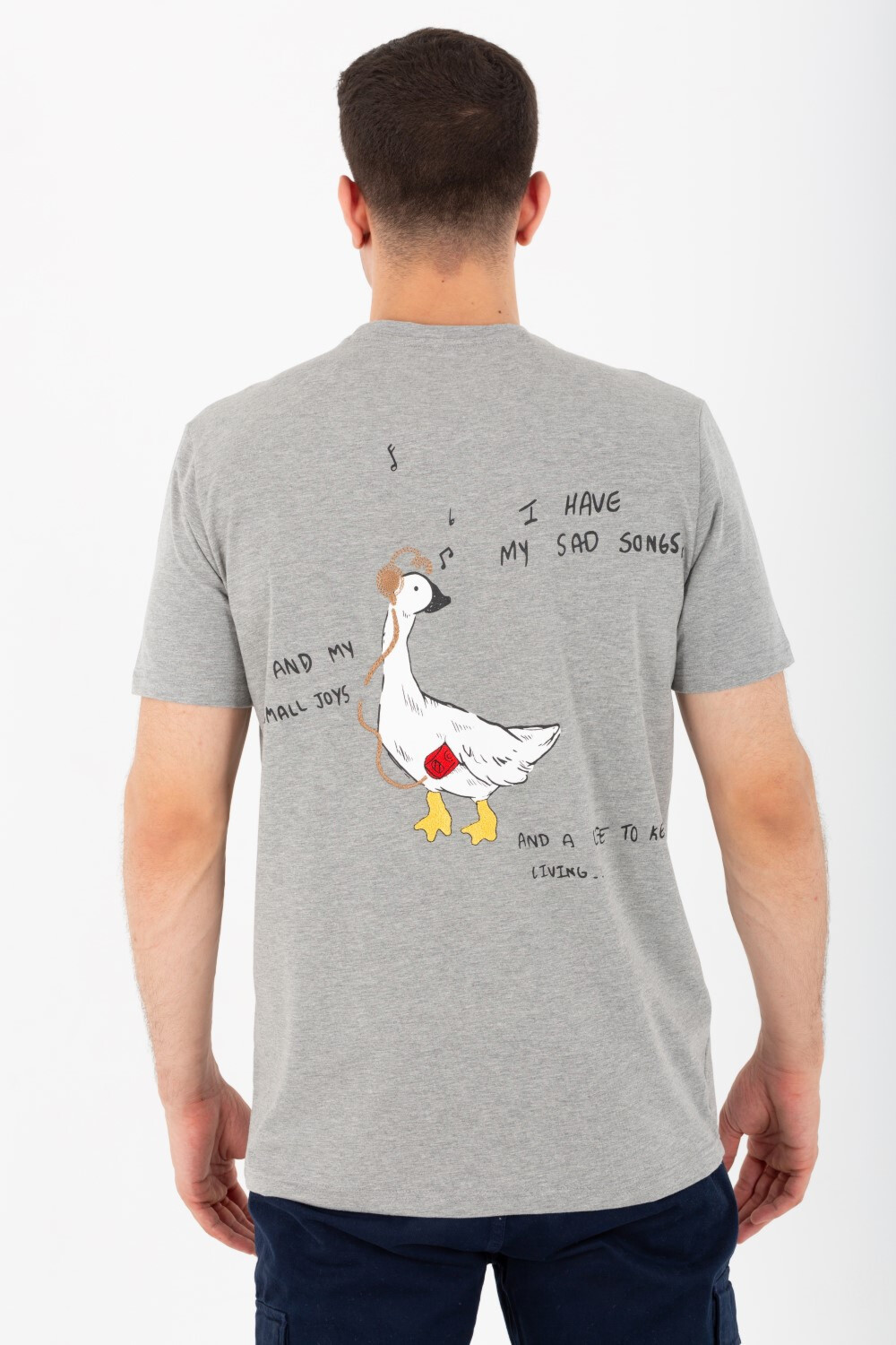 Mens Round Slim Fit Printed T-shirt With Single Lycra Material