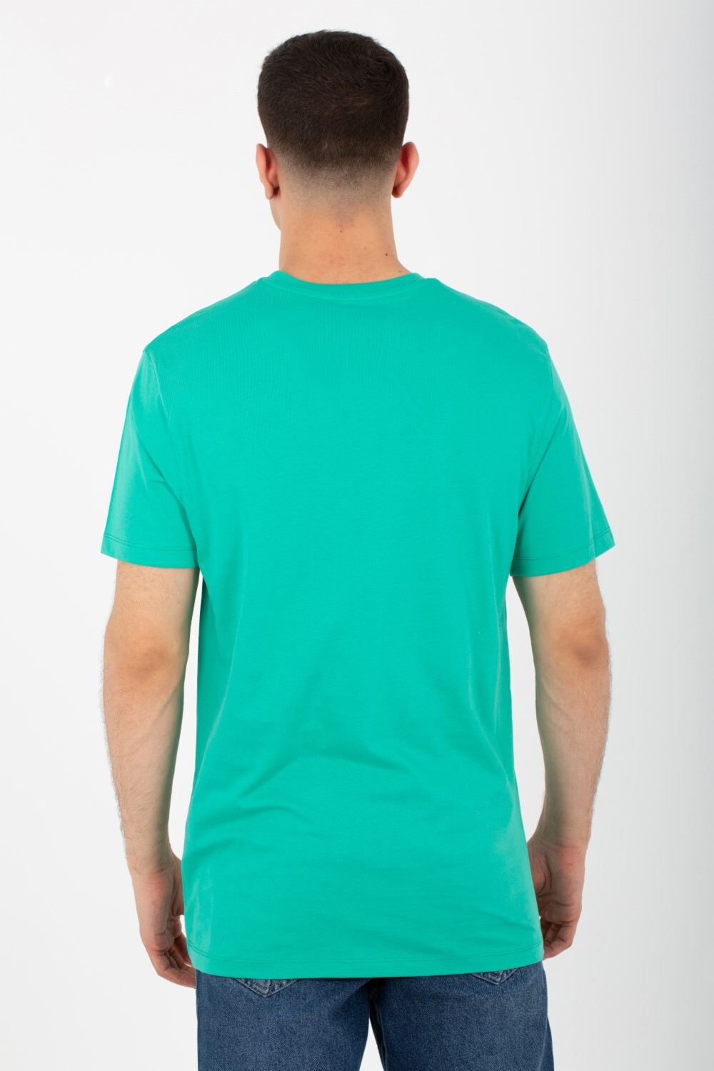 Mens Round Half Sleeves Melton Material T-Shirt Printed On The Front