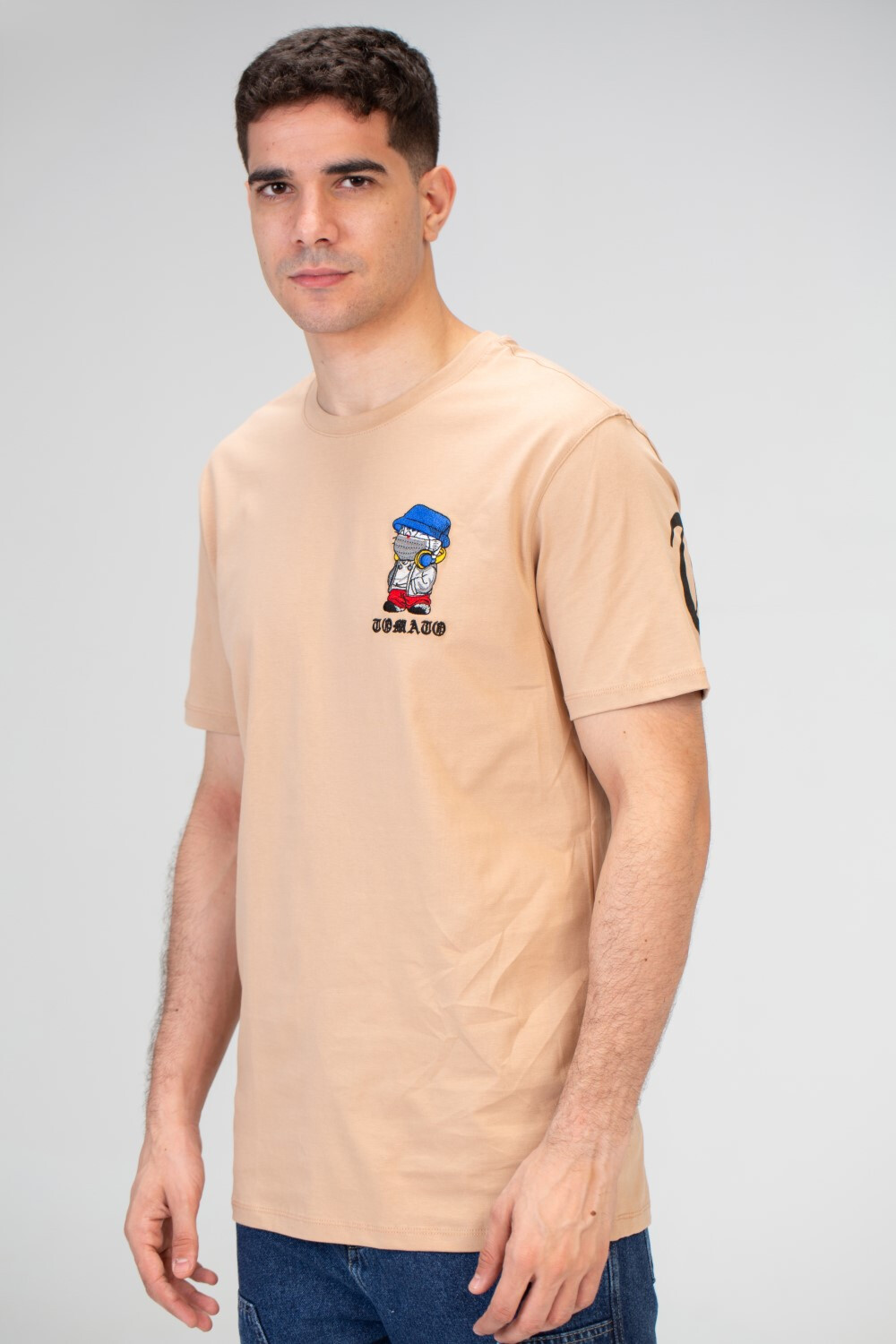 Men's Tomato Slim Fit Round Neck Short Sleeve T-Shirt