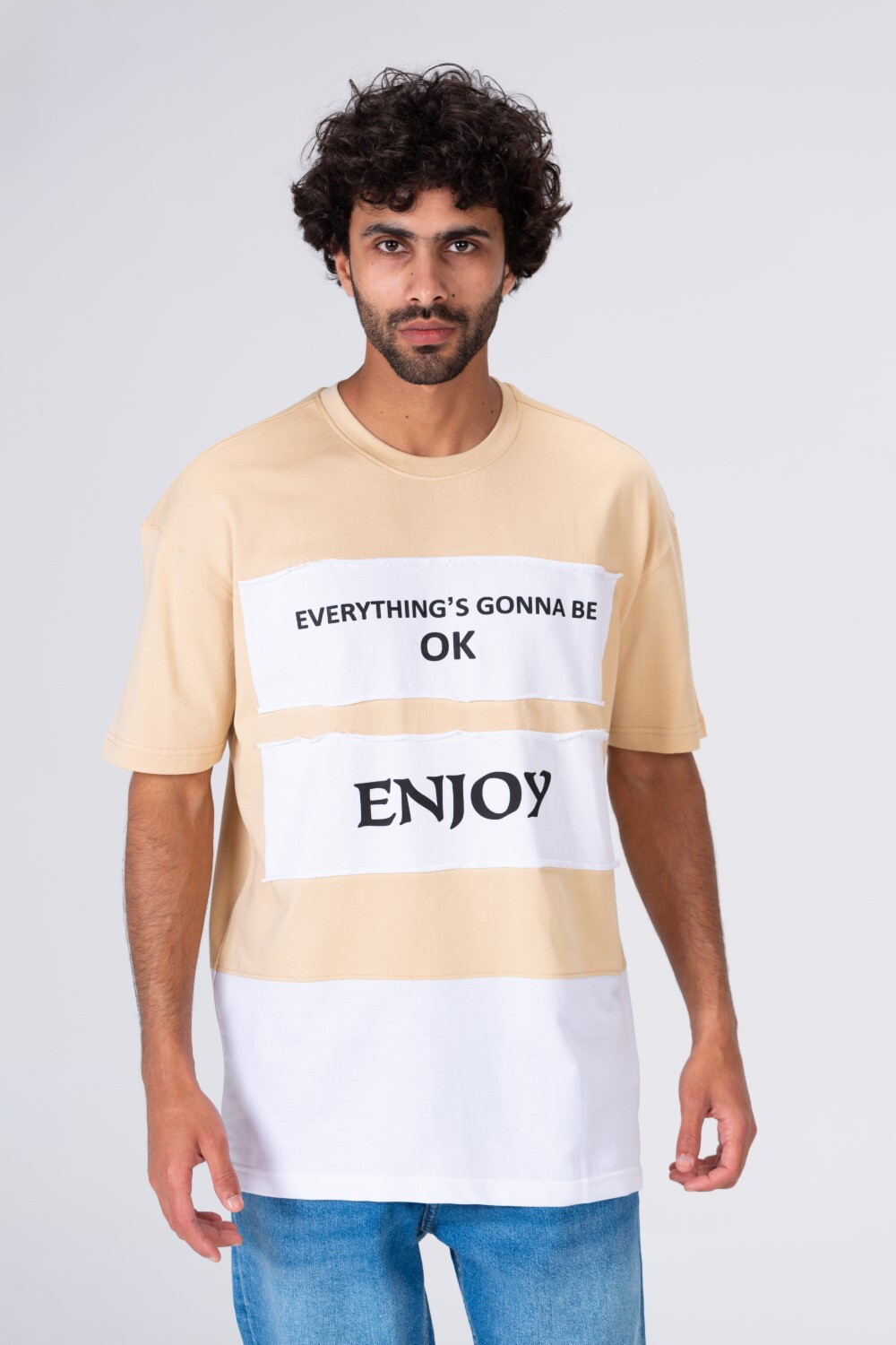 Mens Printed Long T-shirt With Unique Cut