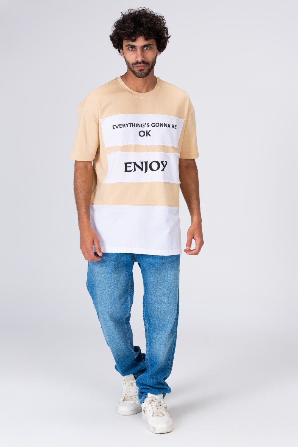 Mens Printed Long T-shirt With Unique Cut