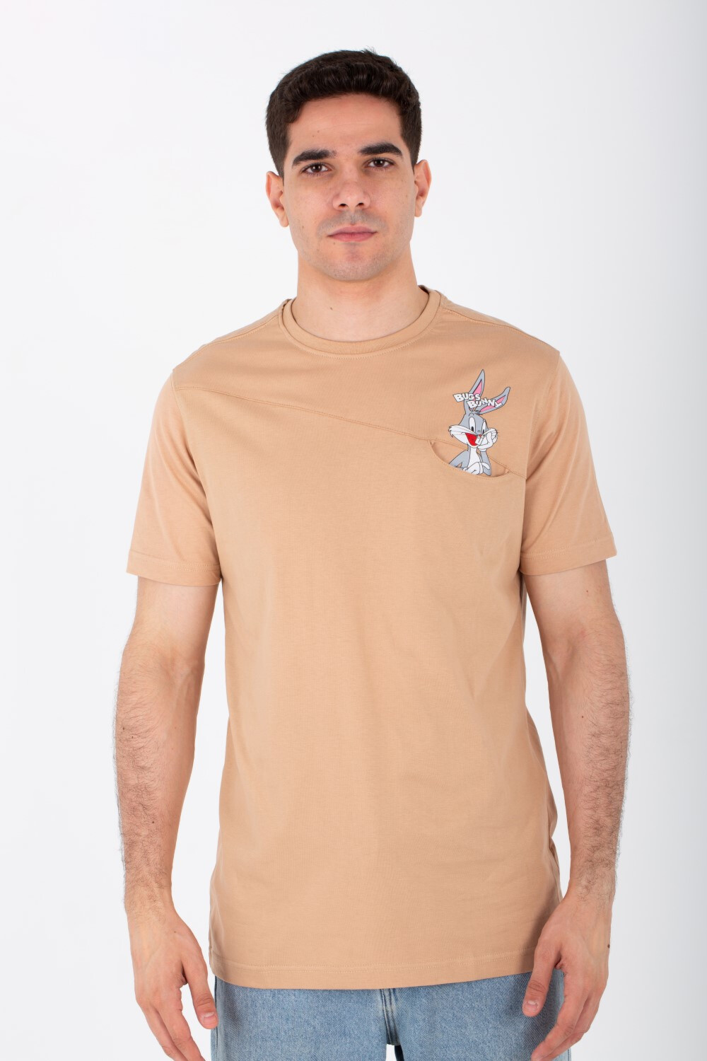 Mens Oversize T-shirt With A Round Neck And A Rabbit Print On The Front