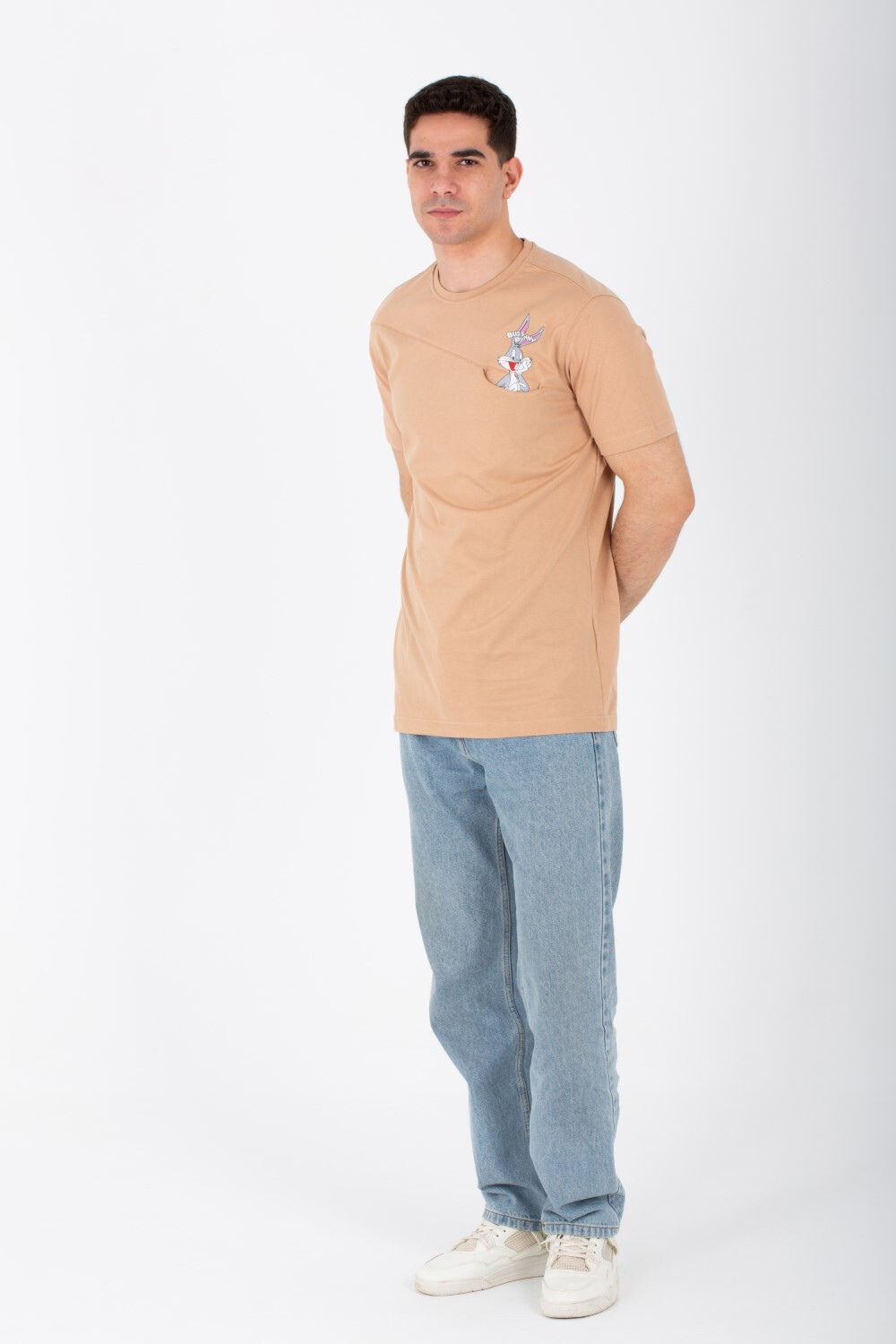 Mens Oversize T-shirt With A Round Neck And A Rabbit Print On The Front