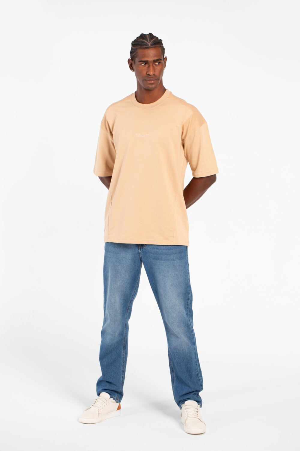 Men's Tomato Summer Melton Oversized T-Shirt With Short Sleeves And Crew Neck