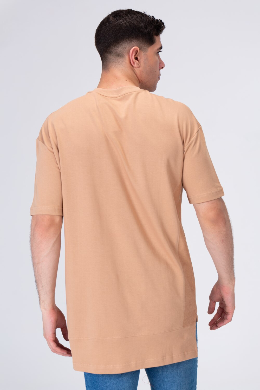 Mens Basic Plain Long Back T-shirt With A Unique Modern Cut
