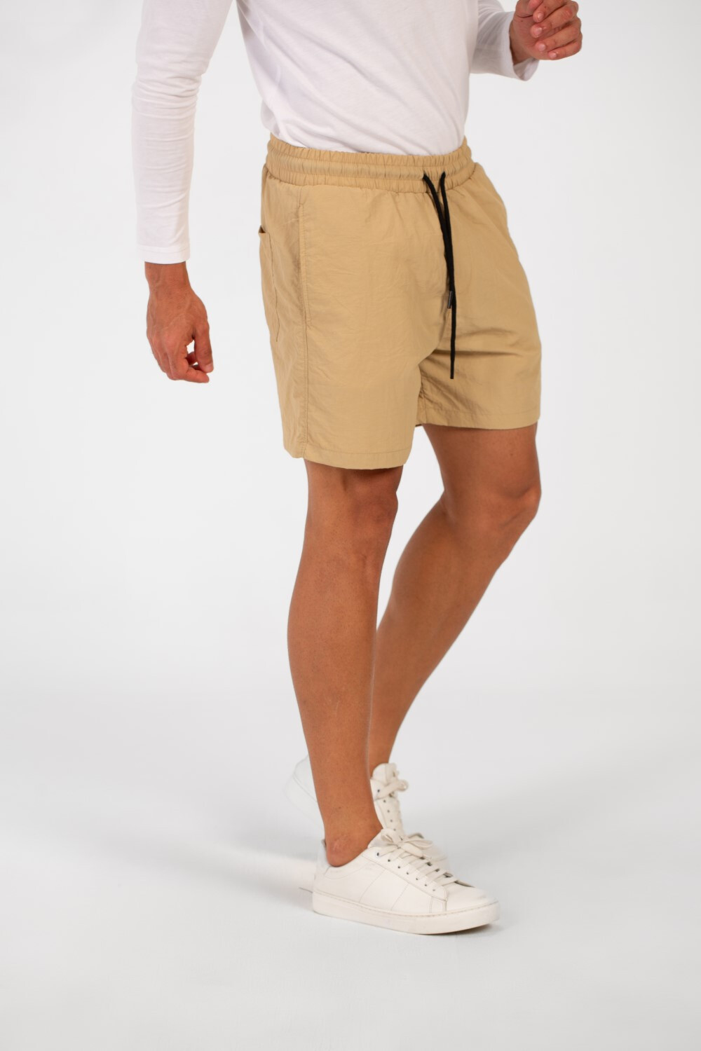Men's Basic Plain Waterproof Swim Short With Drawstring And Pockets