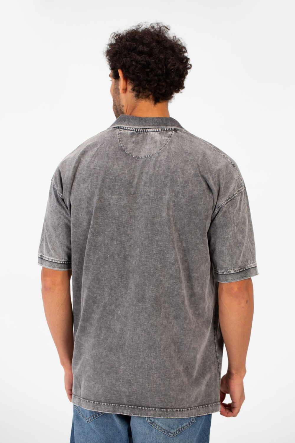 Men's Polo Collar Modern Regular Fit Bolivar Washed Short Sleeve T-Shirt