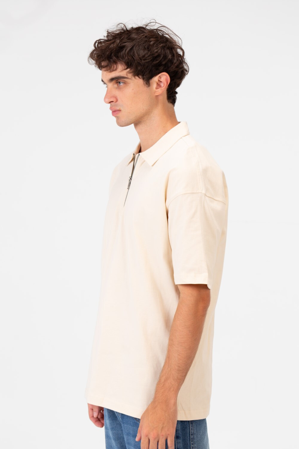 Men's Basic Regular Fit Polo T-Shirt With Half Front Zip And Short Sleeves