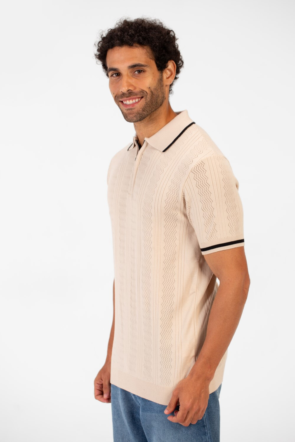 Men's Half Zip Polo Collar High Quality Breathable Fabric Half Sleeve T-shirt