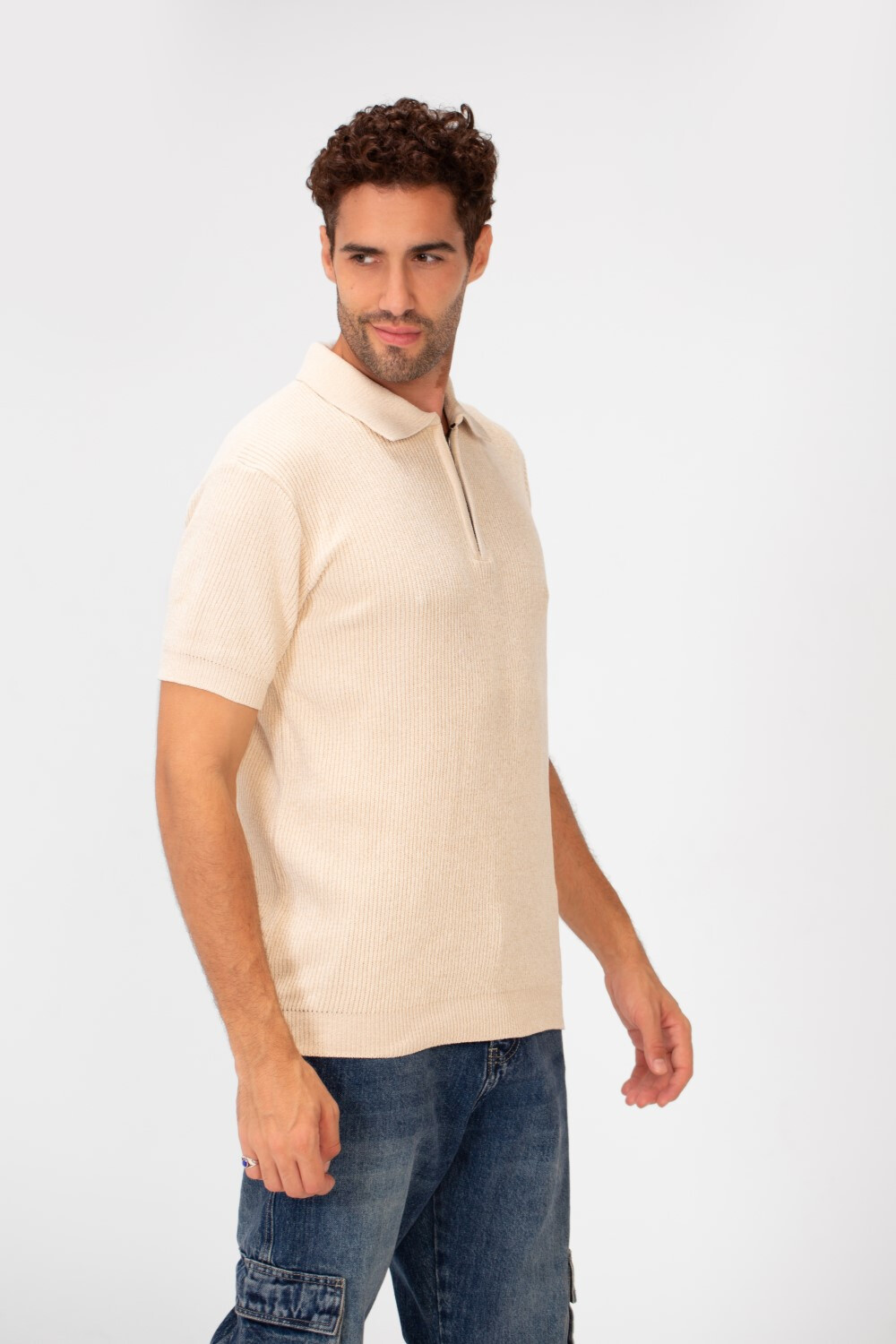 Men's Slim Fit Short Sleeve Half Zip High Quality Polo T-Shirt