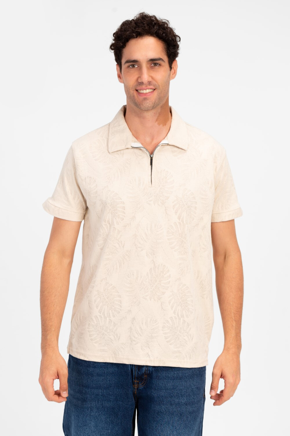 Men's Slim Fit Half Sleeve Wooded Polo T-Shirt