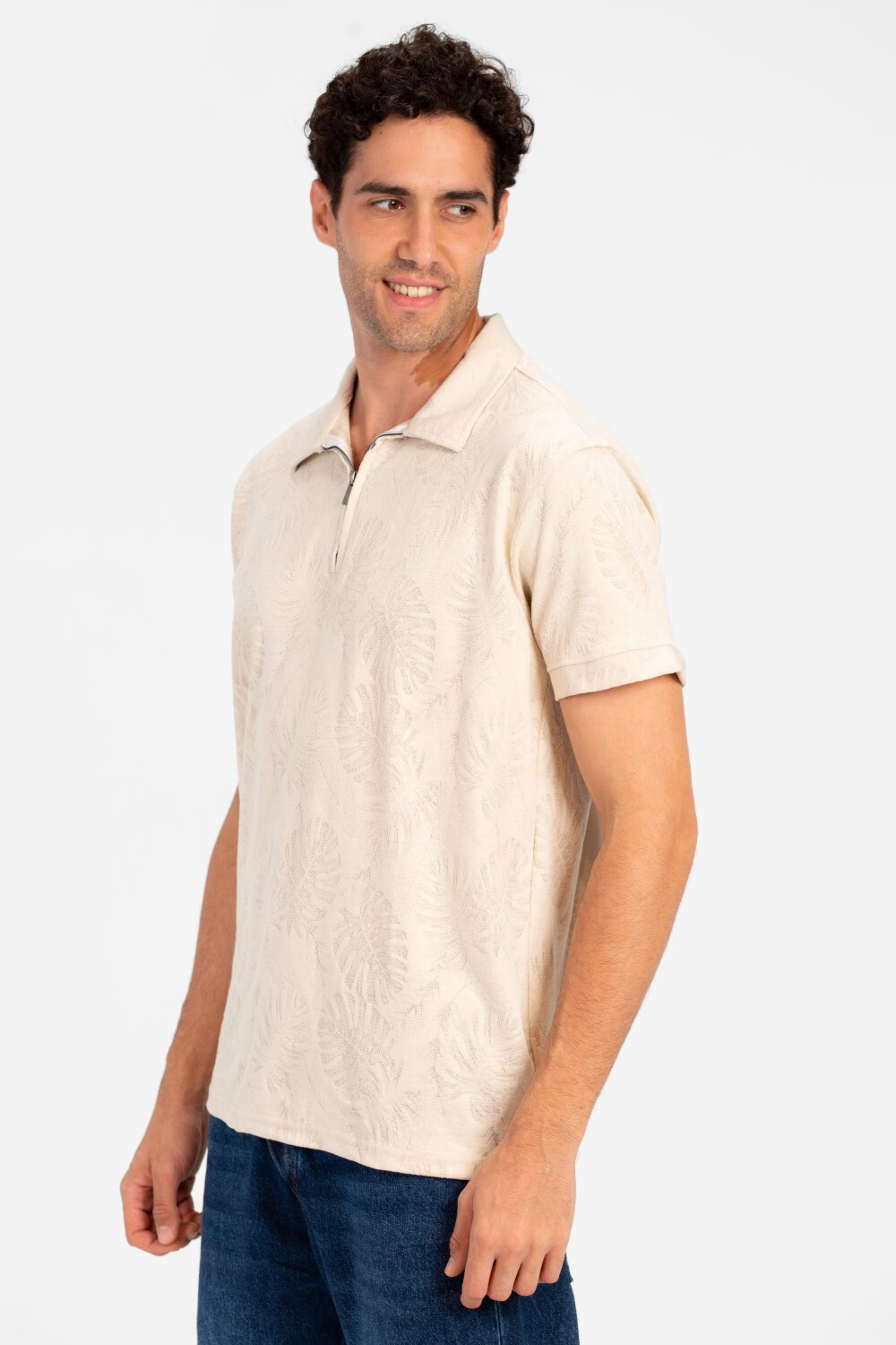 Men's Slim Fit Half Sleeve Wooded Polo T-Shirt