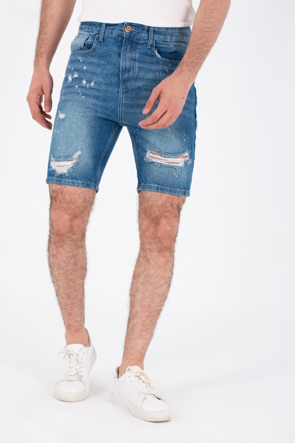 Mens Jeans Cutting Short With Five Pockets And Tomato Patch At The Back