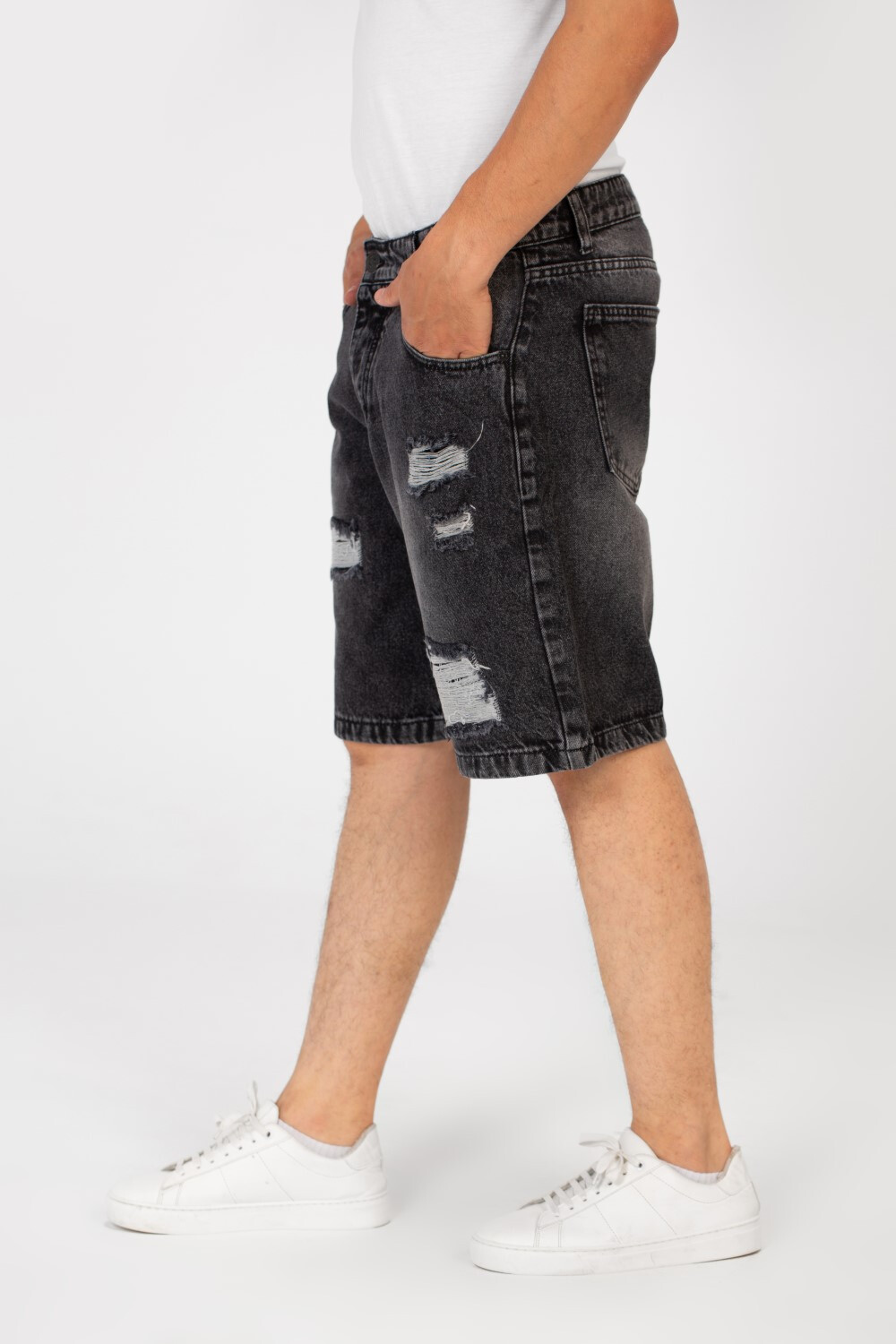 Men's Cutting Denim Short With Five Pockets And Essential Details