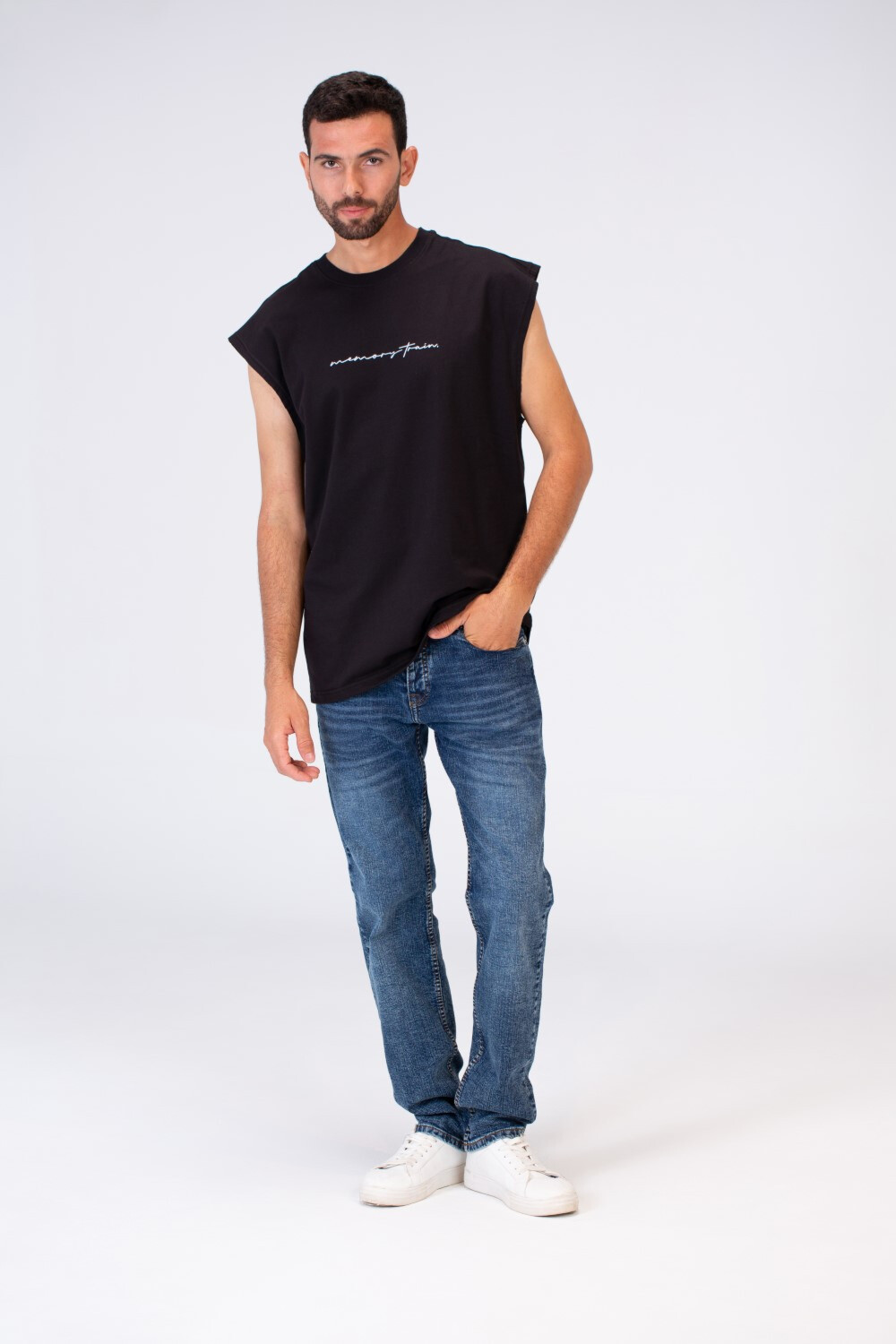 Mens Cut Printed Round Neck T-shirt Distinctive Summer Style In Black