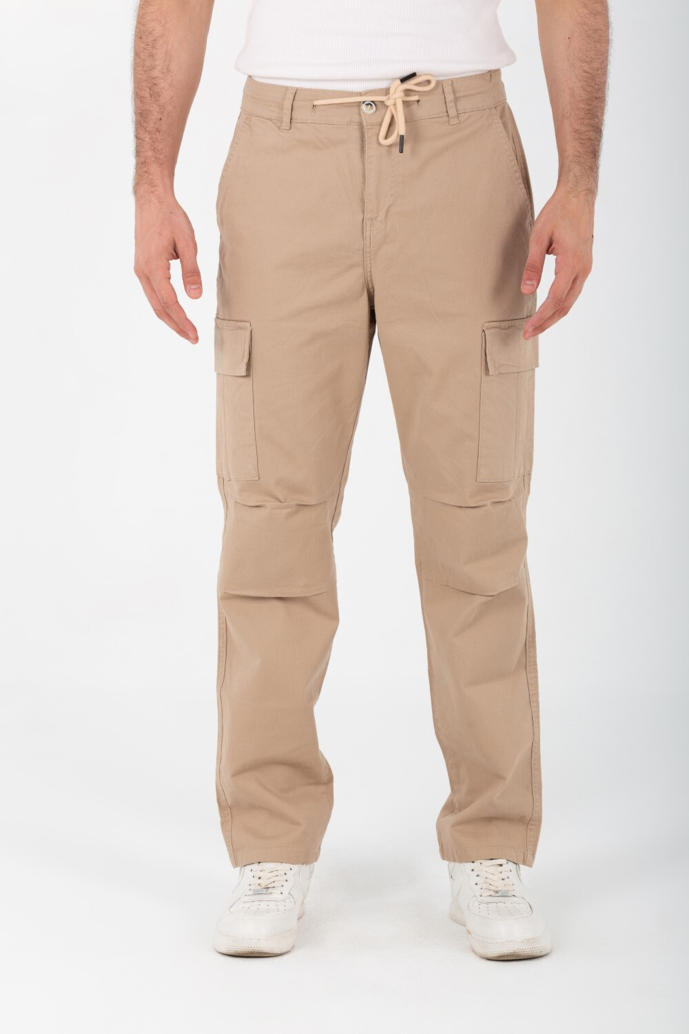 Men's Gabardine Sherwal Pants With Side Pockets And An Elastic Band In The Middle