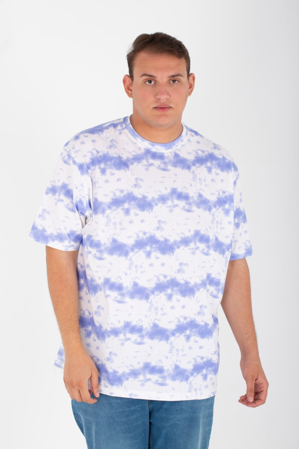 Mens Big Size Full Print T-shirt With Over Size Cut Half Sleeves
