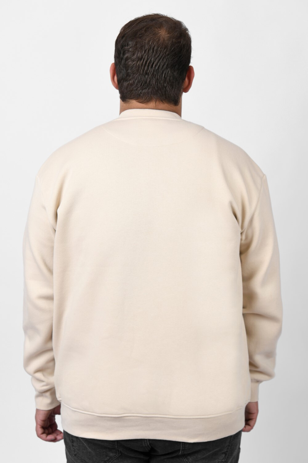 Men's Big Size Regular Fit Made Of Comfort Melton Padded Front Printed Sweatshirt