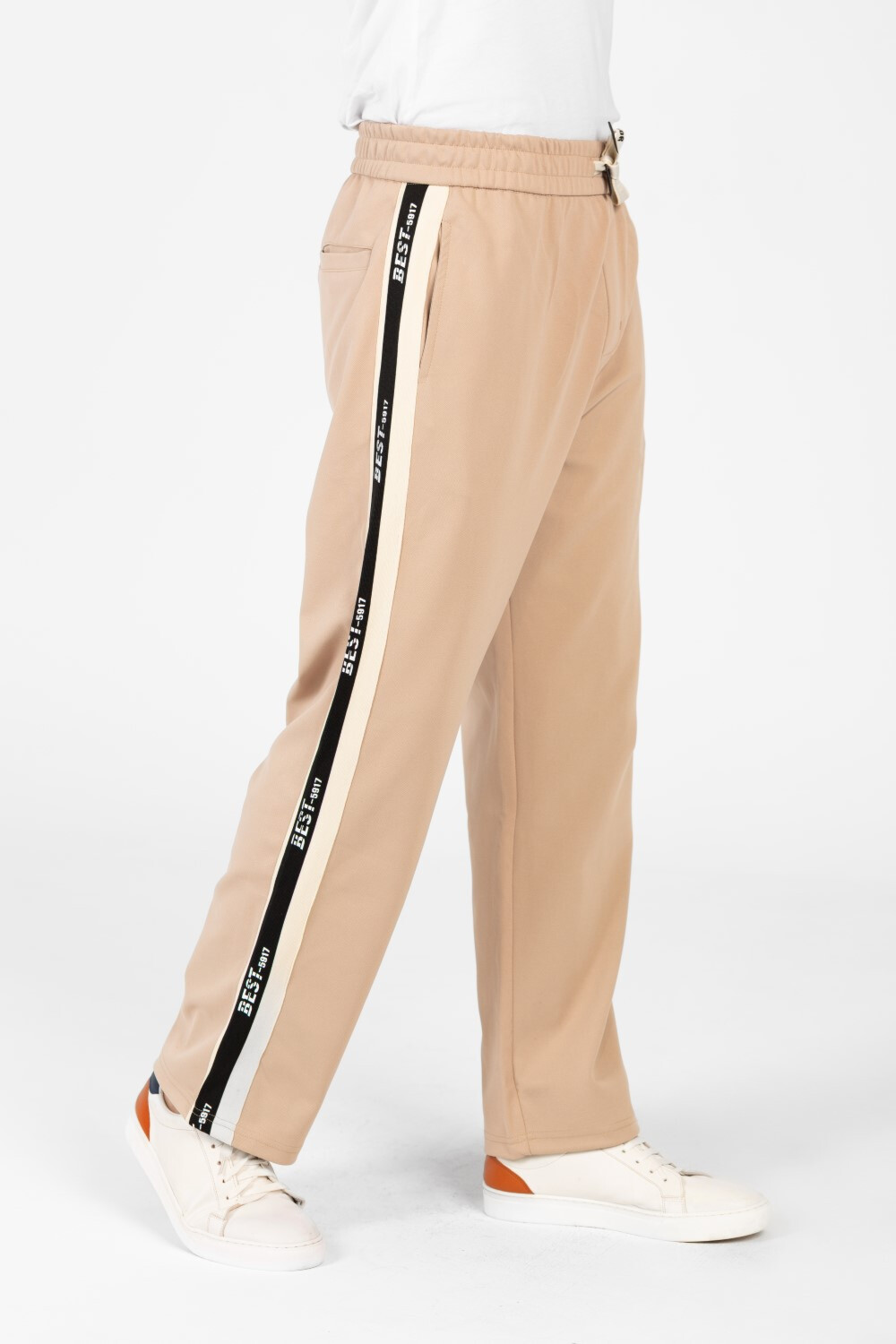 Men's Wide Leg Side Stripes Linen Sweatpants