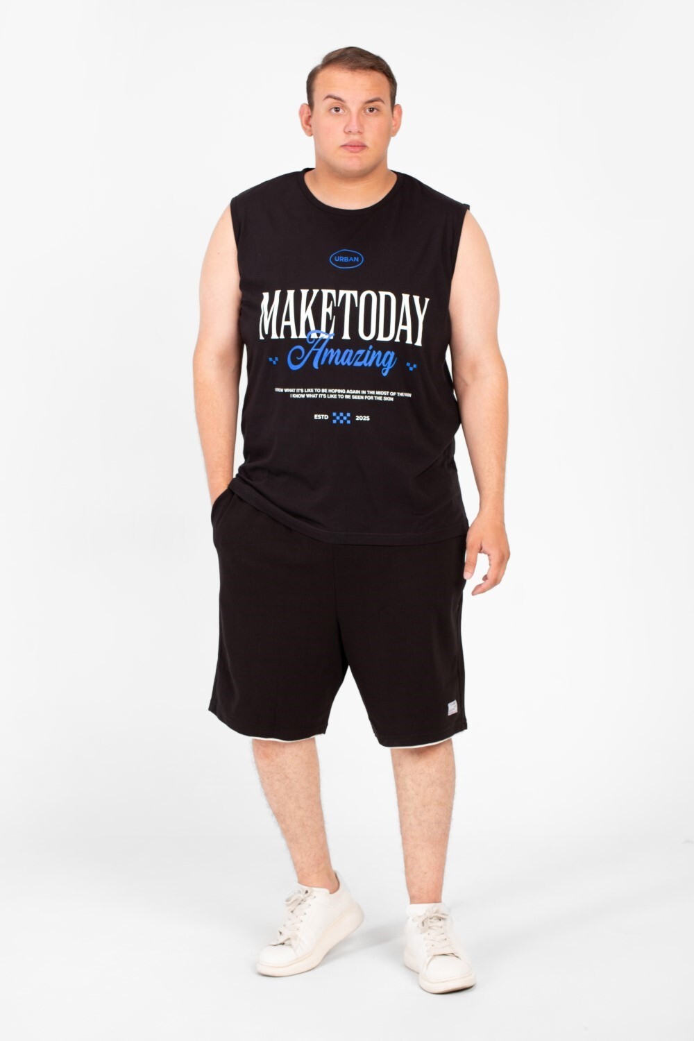 Men's Big Size Tomato Summer Sleeveless T-Shirt With Modern Front Print