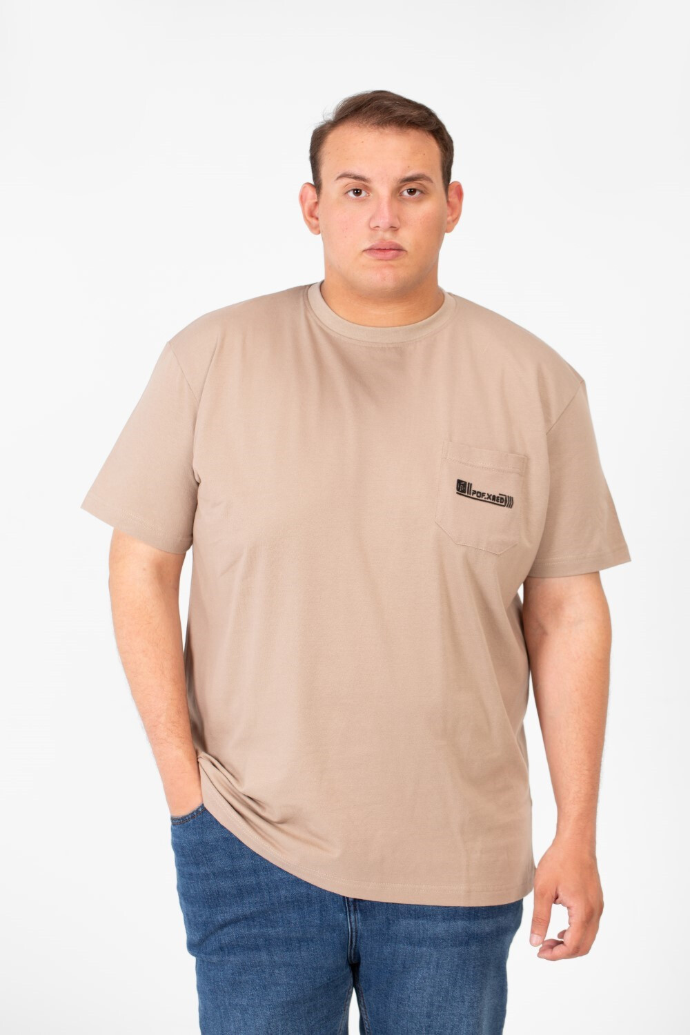 Men's Big Size Front Pocket Print T-shirt With Round Neck & Half Sleeves