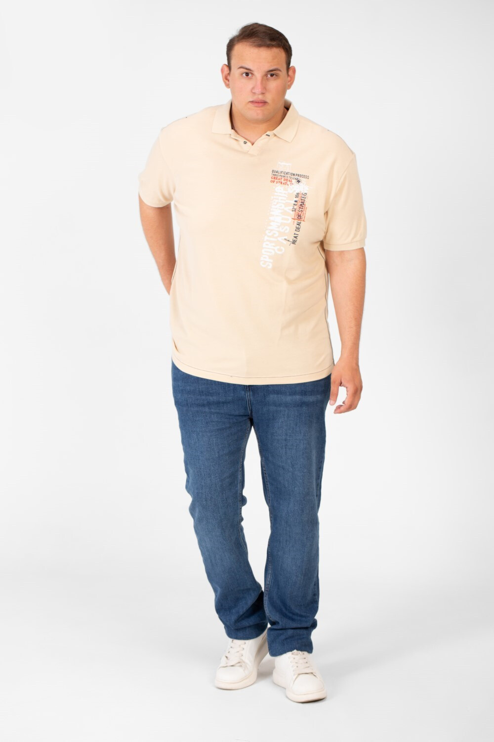 Men's Big Size Polo Short Sleeves T-Shirt Front Printed