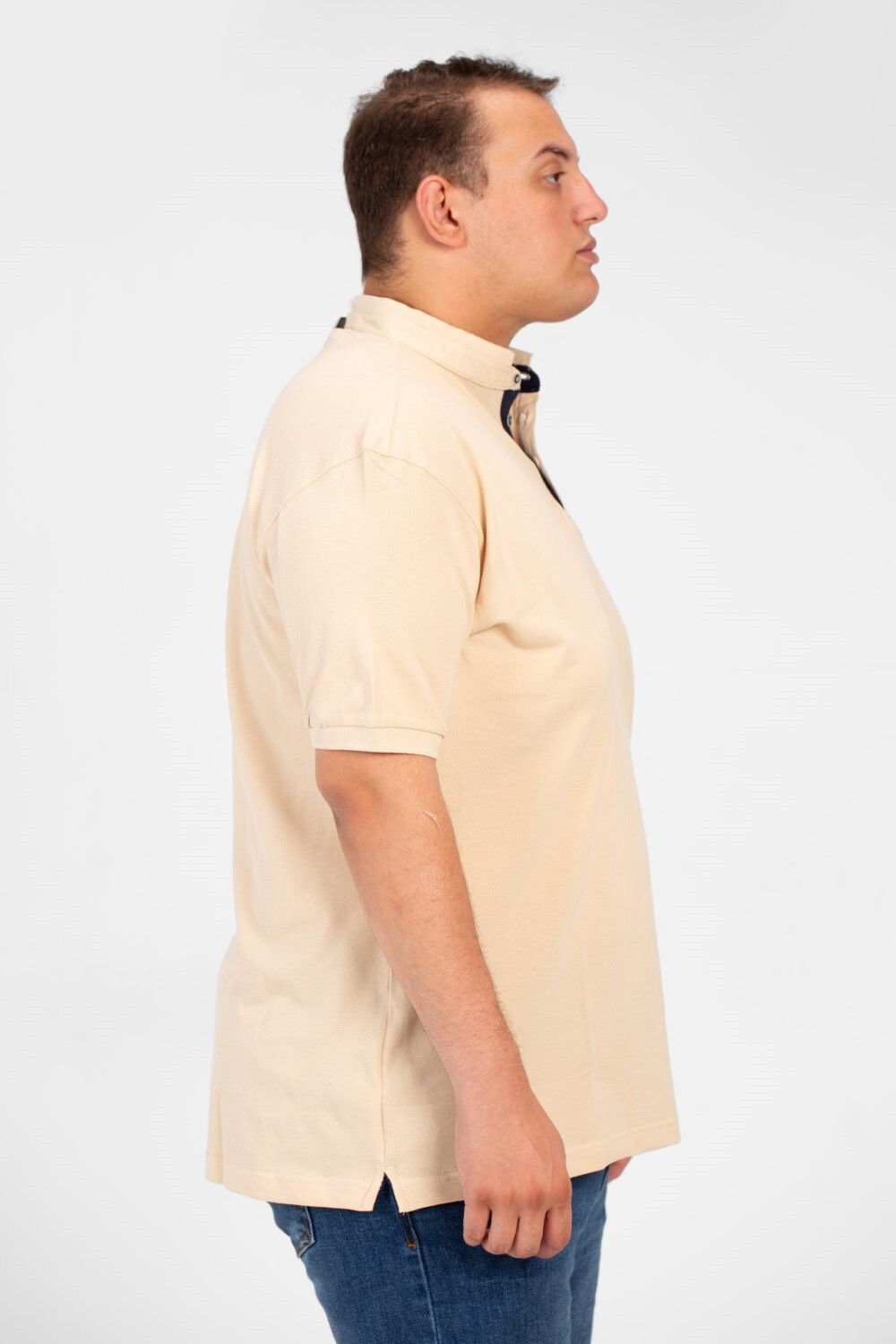 Men's Big Size Basic Polo Short Sleeves T-Shirt With Front Text Print