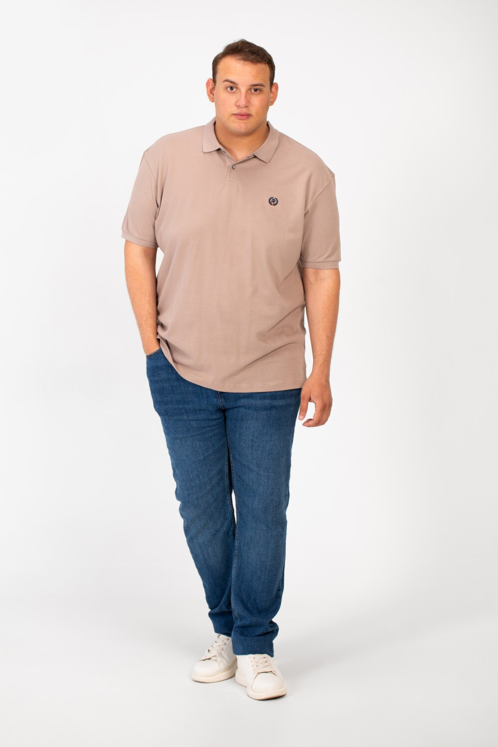 Men's Tomato Big Size Short Sleeve Polo T-Shirt With Basic Details