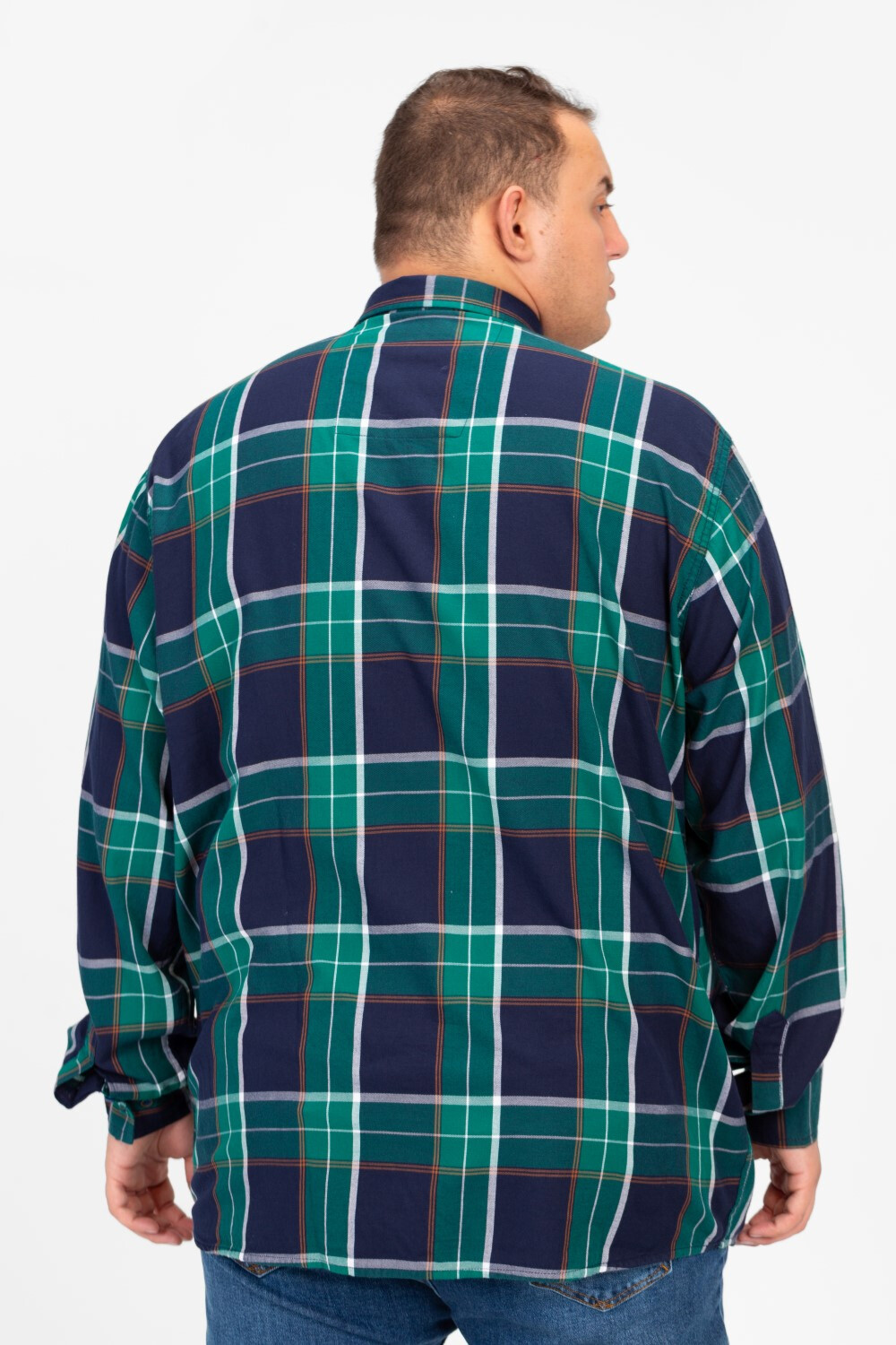 Men's Tomato Big Size Check Long Sleeve Shirt