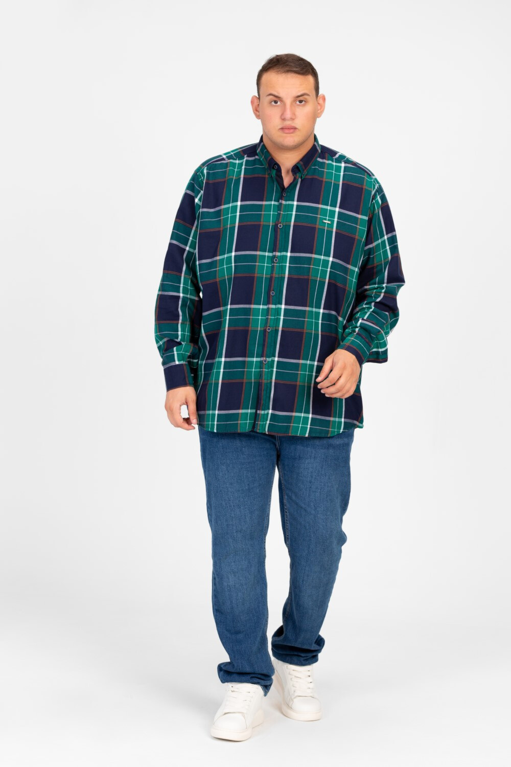 Men's Tomato Big Size Check Long Sleeve Shirt