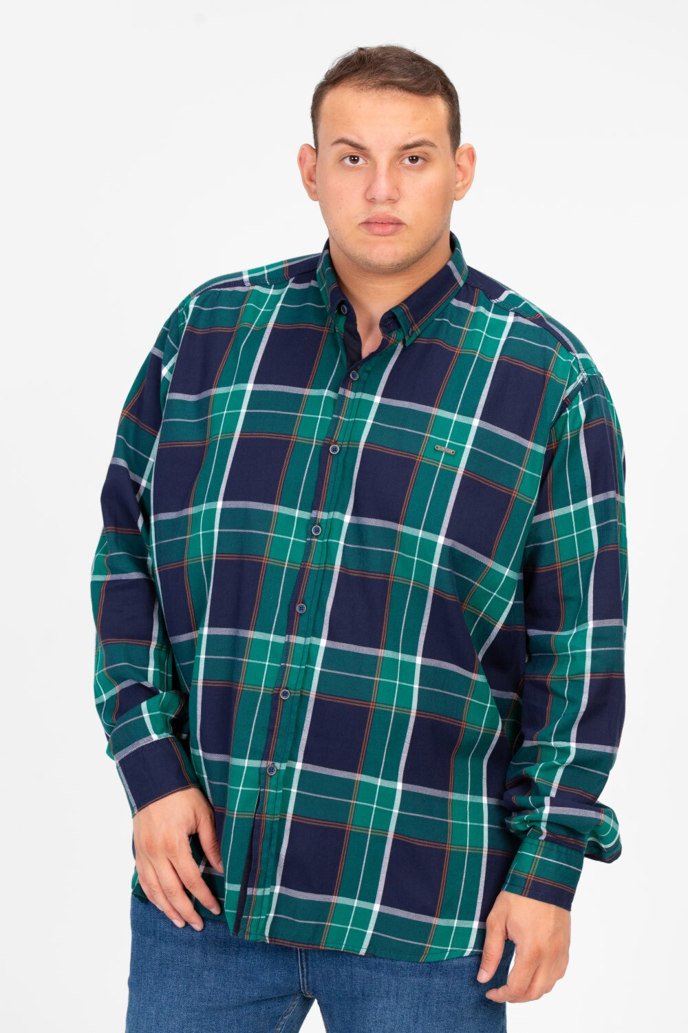 Men's Tomato Big Size Check Long Sleeve Shirt